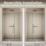 56-60" W x 71" H Pivot Swing Glass Shower Door,Pivot Frame Shower Door with 1/4"(6mm) Clear SGCC Tempered Glass,Chrome Finish Shower Doors,Reversible Installation