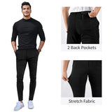 GINGTTO Mens Dress Pants Slim Fit Stretch Plaid Chinos Black Size 30
