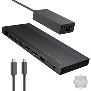 WAVLINK Universele Docking Station – Dual 4K Via USB 3.0/USB-C, Met HDMI, DisplayPort, Gigabit Ethernet, Audio En 5 USB-poorten Voor Windows En Mac