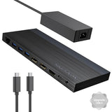 Laptop Docking Station, Docking Station 3 Monitors with 2* DP+HDMI, 4K@144Hz,130W PD Charger, USB-C/A 10Gb, 3* USB-A 5Gb, Audio
