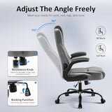 amseatec Office Chair with Flip-Up Arms, Ergonomic PU Leather Executive Desk
