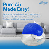 Sirena Twister Air Purifier (Blue) - Water Filter Air Washer For Home and Office - Essential Oil Aroma Diffuser With LED Night light
