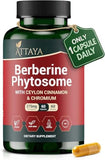 ATTAYA Berberine Phytosome Supplement (Berbevis®) with Ceylon Cinnamon & Chromium Picolinate | High Absorption Berberine Supplement | Berberine Weight Loss Support | Berberine Capsules | 60 Count