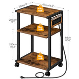 HOOBRO Industrial Printer Stand with Charging Station, 3-Tier Printer Table, Rolling Printer Cart