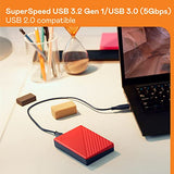 WD 2TB My Passport Portable External Hard Drive, Red - with Automatic Backup