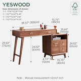 YESWOOD 40''-57'' Extendable Vanity Desk with Dresser