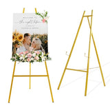Gold Metal Easel Stand for Sign, Heavy Duty Folding Easel for Wedding Welcome Sign, Decorative Easel for Mirror, Art, Photo