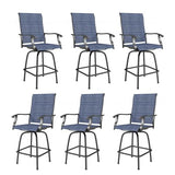 Sophia & William Patio Swivel Bar Stools Set of 6, Bar Height Patio Chairs, High Top Patio Chairs, Supports 300 lbs (Blue Fabric)
