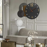 Anmotpe Wall Clock Modern Battery Operated Black Big Clocks Metal& Wood Retro Style Large Wall Watch Metal Walnut Dial Wall Clock Perfect for Modern Home,Office 26inchX18inch