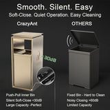 Gold Commercial Trash Can - 42L Heavy Duty Stainless Steel Garbage Bin with Lid & Liner
