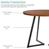 Round Dining Table Set for 4, Wood Tabletop & Heavy-Duty Steel Frame, 5-Piece Dinette with Chairs for Kitchen