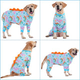 LovinPet Large Dog Pajamas, Four-Leg Stretch Onesie Bodysuit, Lightweight UV-Shielding Pajamas, Anti-Lick Calming Recovery Suit for Surgery, Pull-On for Medium and Large Breeds,Green Orange,3XL