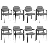 Leather Office Guest Chair Sets of 8, Reception Chair No Wheels with Armrests and Lumber Support