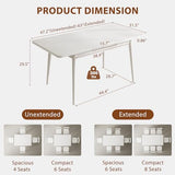Muwuele Solid Wood Extendable Dining Table for 4-8 People with Seamless Extension from 47.2 to 63 Inches, Easy Assembly, Expandable Tables for Small Spaces