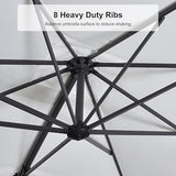 PURPLE LEAF 9.8' X 9.8' Left-right Tilting Patio Umbrella Outdoor Cantilever Swivel Square Umbrella Aluminum, White