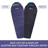 QEZER Down Mummy Sleeping Bag for Adults, 32°F to 10°F Lightweight Compact for Camping Backpacking Hiking, 4 Season Outdoor Sleeping Bag with 600 Fill Power Down