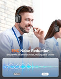 Wireless Headset with Mic for Work, V6.0 Bluetooth Headset with AI Noise-Cancelling Microphone & USB-A Dongle