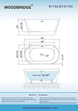 WOODBRIDGE 54" Acrylic Freestanding Bathtub Contemporary Soaking White Tub with Brushed Gold Overflow and Drain,B1702-BG