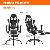 High Back PU Leather Gaming Chair with Headrest & Lumbar Support, Height Adjustable Wide Seat Gamer Chair