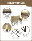 FanttikOutdoor Zeta L11 Duo Pro Double Camping Chair, 2 Person Portable Folding Couch, High Strength Loveseat with Cup Holder & Carry Bag for Travel, Games, BBQ, Backyard, Support up to 600 lbs, Khaki