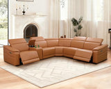 Power Recliner Sectional Sofa for Living Room, Power Leather Corner Sectional Couch with Dual Recliners