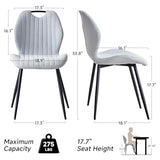 Lecafur HL Boucle Dining Chair with Built-in Handle Metal Legs, Grey