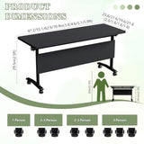 10 Pack Folding Conference Table,Modular Conference Room Table with Wheels,2-60 Person