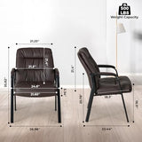 Waiting Room Guest Chair Set of 4, 500lbs Leather Ergonomic Office Desk Reception Chair No Wheels