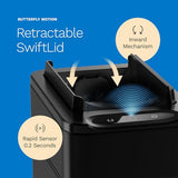 hOmeLabs 2.4 Gallon Touchless Sensor Trash Can, Automatic Retractable Butterfly Lid, Batteries Included, Space-Efficient, Easy Clean, Battery-Powered