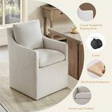 KISLOT Upholstered Dining Chairs with Casters, No Assembly Modern Accent Armchair with Rollers for Dining Room, 4 Box