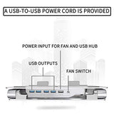 Laptop Cooling Pad with Low-Noise Fan and 3.0 USB Hubs, Ventilated Laptop Cooler Prevent Overheating