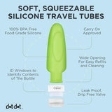 Dot&Dot Leak Proof Travel Bottles - Tubes for Liquid TSA Approved 3oz Silicone Toiletries Travel Shampoo & Conditioner Containers with Labels