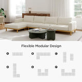 Minimalist Modular Sectional Sofa for Living Room, Wide & Deep Seat Convertible Furniture Set with Metal Frame and Movable Covers