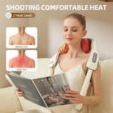 PERLEVI Cordless Neck Massager with Heat, Electric Neck Shoulder Massager with Heat, Kneading, 6-Point for Deep Tissue Pain Relief, Rechargeable Battery, Brushless Motor
