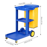 tonchean Commercial Janitorial Cart, 3-Shelf Housekeeping Cart with 22 Gallon Vinyl Bag & Cover, Large Cleaning Cart with Wheels for Hotel