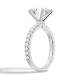 MSBLUE® 1.5ct DEW Four Prong Round Moissanite Engagement Ring | Hidden Halo, Pavé Band, D Color VVS1 Clarity, 925 Sterling Silver Rhodium Finish | For Women, Wedding, Anniversary