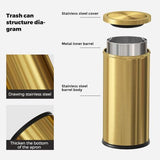 LEASYLIFE Gold Trash Can, 8 Gallon Trash can with lid,Large Capacity FILP lid Kitchen Trash can for Bathroom