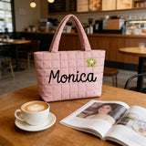 Mother's Day Personalized DIY Down Travel Bag. Quilted shoulder bag, customizable with names and cute expressions. A thoughtful gift for your best friend, loved ones, or your mom this Mother's Day.