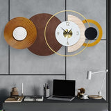 Anmotpe 47.2x22.8 inch Large Mid Century Wall Clock for Living Room, Metal & Wood Modern Brown Decorative Clocks Silent Battery Operated for Home, Office, Bedroom, Dining