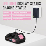 STEELITE 21V Cordless Leaf Blower, 150 MPH 600 CFM High-Performance Airflow, Lightweight Electric Blower for Lawn Care, Patio Cleaning, Leaves & Dust, Includes 2 x 2.0Ah Batteries - Pink