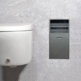 This Waterproof Recessed Bathroom with Built-in Trash Can, Stainless Steel Shower Storage