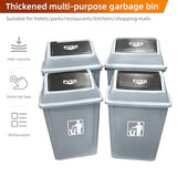 5 Packs 15.3 Gallon Heavy-Duty Plastic Outdoor Trash Can with Push Lid Weather-Resistant Garbage Bin