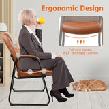 CLATINA Big & Tall 500 lb. Guest Chair, PU Leather Office Reception Chairs with Sled Base, Desk Chair No Wheels for Waiting Room Conference Lobby Computer Living Room, Brown, 4 Pack