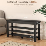 IUNVR Shoe Rack Bench Seat Rubberwood 3-Tier Wooden Storage Bench 550lbs Compact Mid-Century Modern Design for Entryway, Hallway, Closet, Front Door Entrance, Foyer