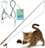 Forever Stick and 3 Strings including Chew Proof Metal Wire - The Unbreakable Cat Wand Toy, Durable Cat Toy Wand, Extra Long Cat String Toy, Cat Fishing Pole Toy for Bored Indoor Adult Cats, Stick Toy