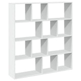 Stylish White Bookshelf Storage Rack - 132x29x141.5 cm Wooden Sideboard for Living Room, Office, or Basement - Modern Bookcase Organizer for Home Decor