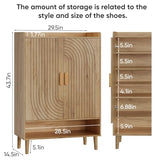 Smuxee Oak Shoe Cabinet with Line Groove Design, 6-Tier Shoe Storage Cabinet with Adjustable Shelves, Freestanding Shoe Organizer Cabinet for Entryway, Hallway, Closet, Living Room