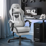 N-GEN GAMING Video Gaming Chair with Footrest Lumbar Support for Home Office High Back Recliner (Grey)