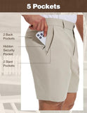 PULI Mens Big and Tall Casual Shorts 10 Inch Inseam Stretch Waterproof Lightweight Quick Dry Outdoor Hiking Shorts Khaki 42