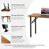 TEMI Small Computer Desk Folding Table - 35.8" Foldable Office Desk, No Assembly, Perfect for Small Spaces in Bedroom, Brown